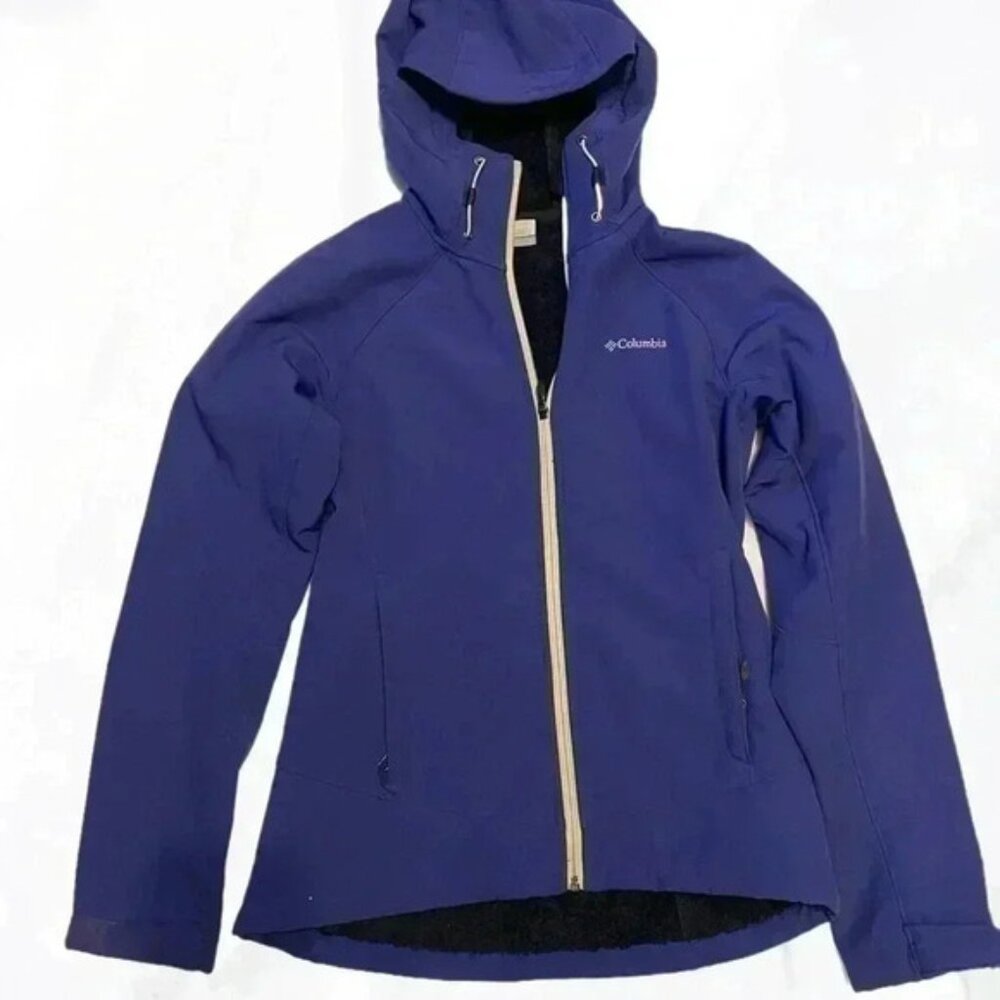 Columbia Phurtech baby blue and yellow long sleeve hood  soft shell jacket S - Picture 2 of 5